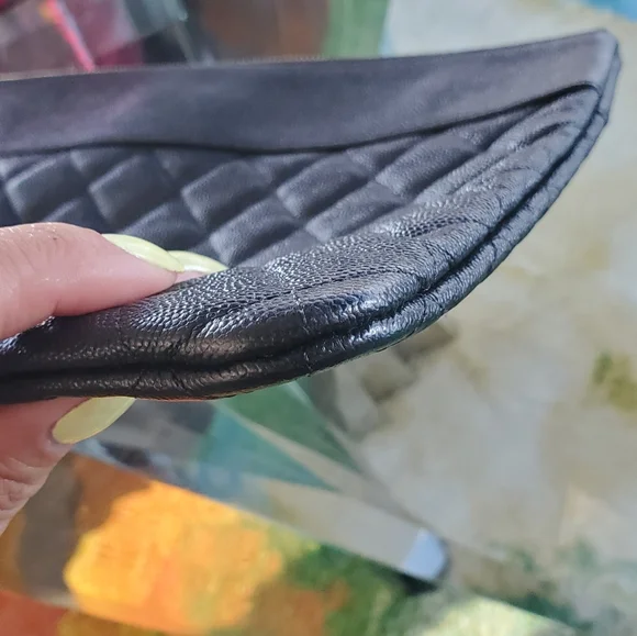 CHANEL Black Caviar Clutch Case Very Good - Picture 3 of 8